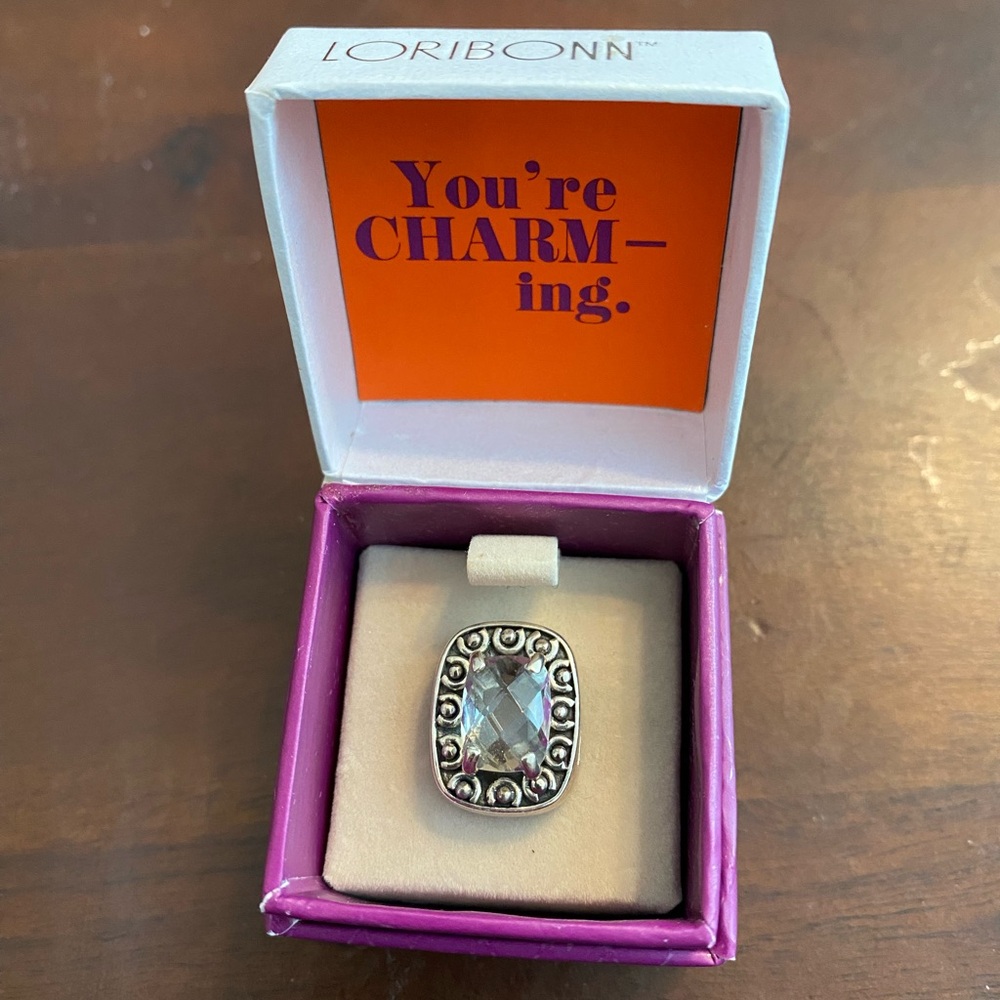 Lori Bonn Sterling Silver white topaz gemstone slide charm
